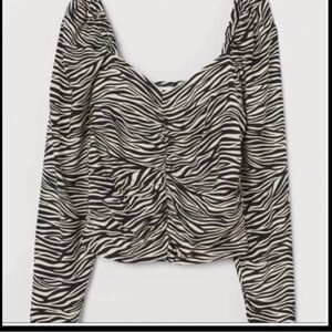 H&M Puff Sleeve Zebra Print Blouse